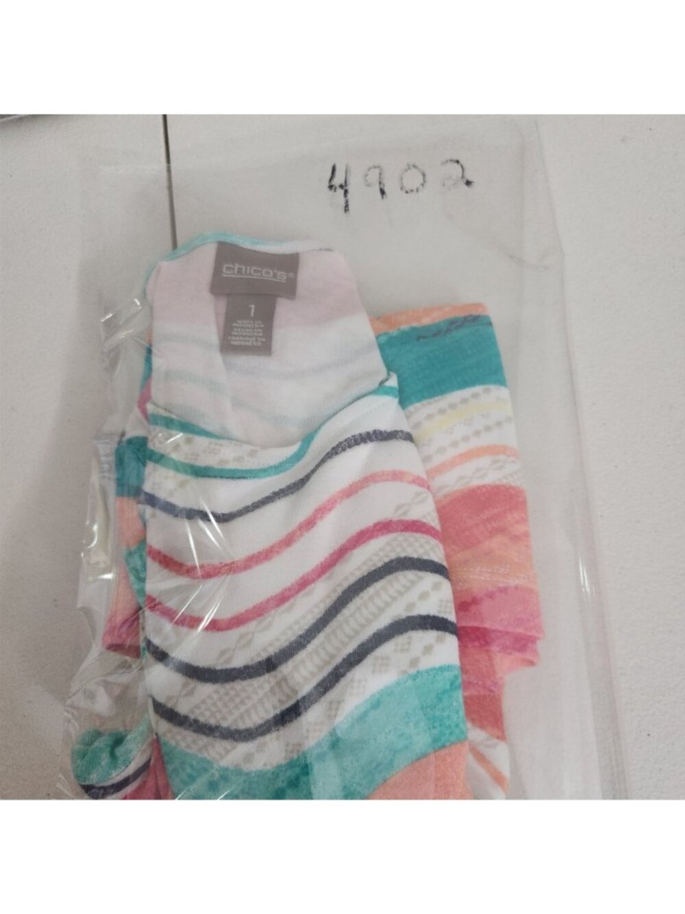 Chicos Multicolor Striped Cutout Sleeve Top Size 1 NWT - Picture 13 of 13